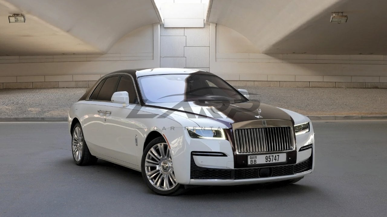 Rolls-Royce Ghost (White) 2021 in Arctic White with Burgundy contrast — Dubai