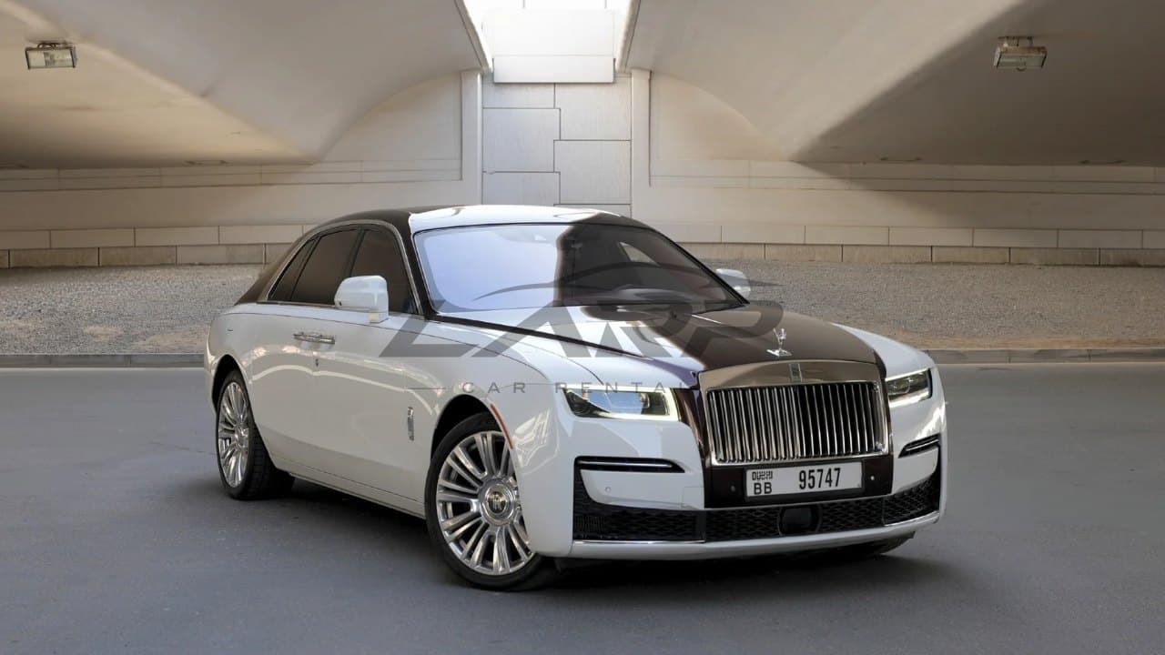 Rolls-Royce Ghost (White) 2021 in Arctic White with Burgundy contrast — Dubai
